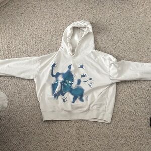 Aelfric Eden White Hoodie with Blue Logo